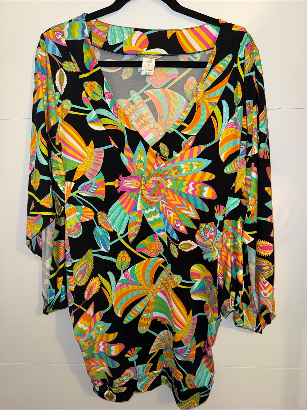 Trina Turk Tahitian Cover Up Tunic Dolman Dress woman’s medium like new